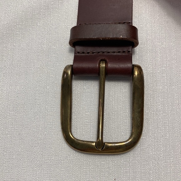 Fossil Womens Wide Leather Belt M Brown Brushed Brass Buckle Classic - Picture 2 of 8